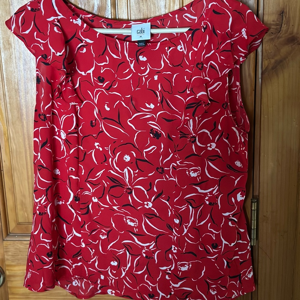 CAbi Red Floral Blouse